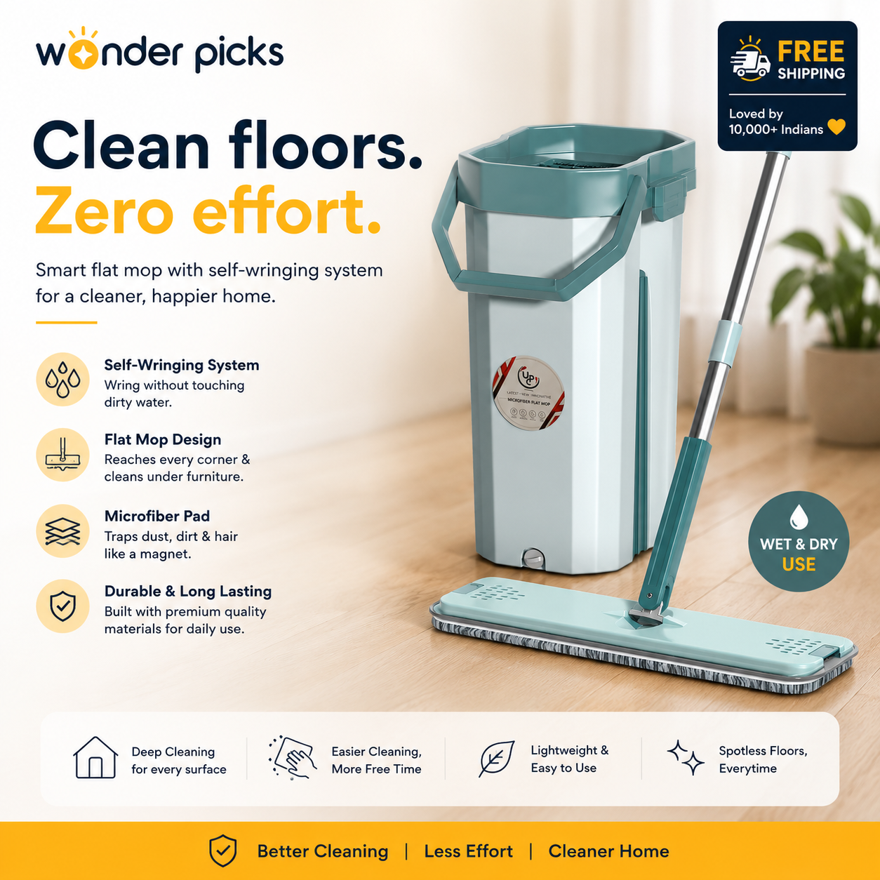 AquaSweep™ - 360° Rotating Microfiber mop