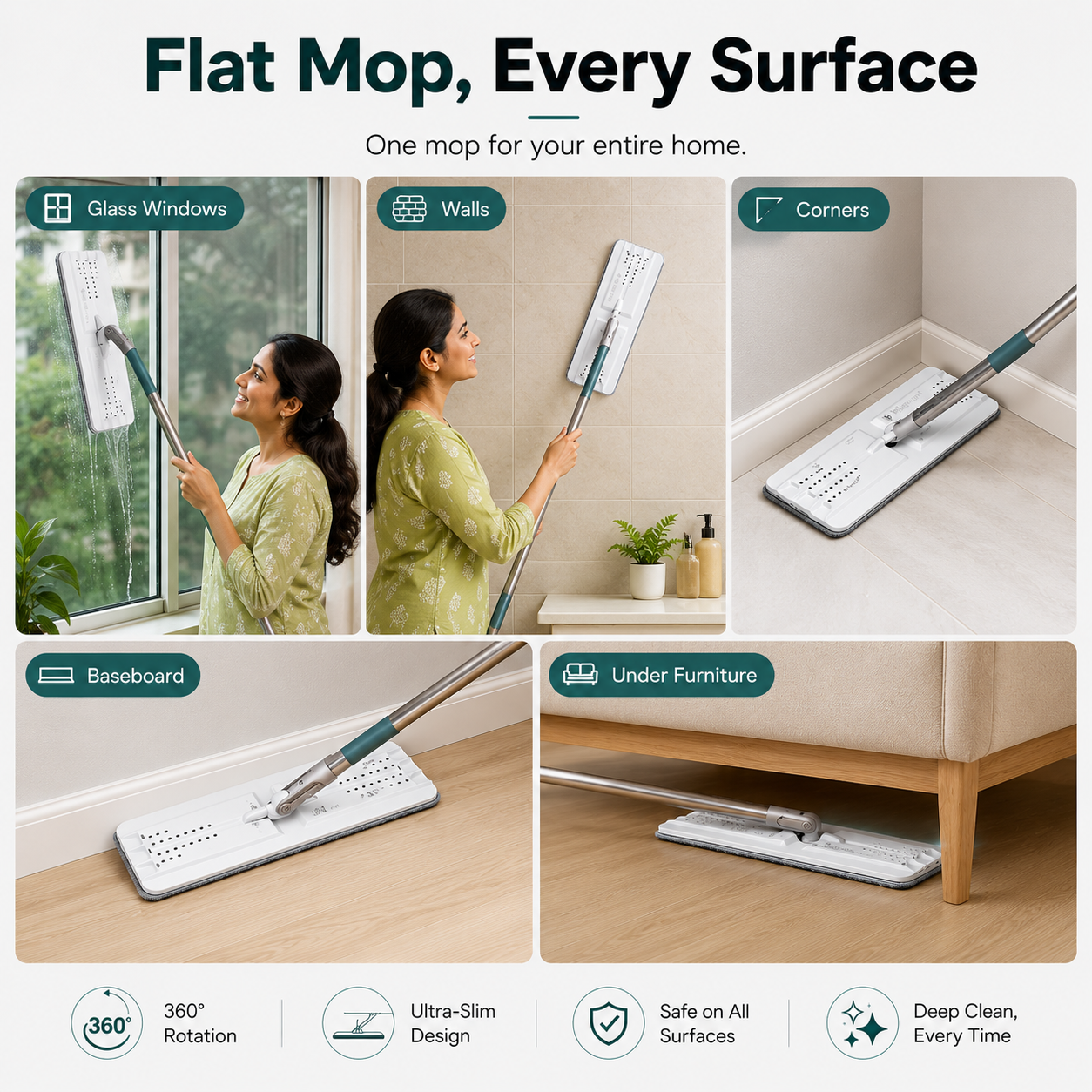AquaSweep™ - 360° Rotating Microfiber mop